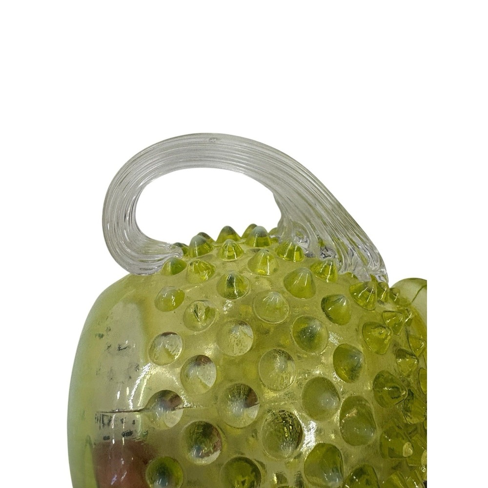 Rare Fenton Yellow Topaz Vaseline Opalescent Hobnail Pitcher Vase Uranium Glow - Picture 7 of 9